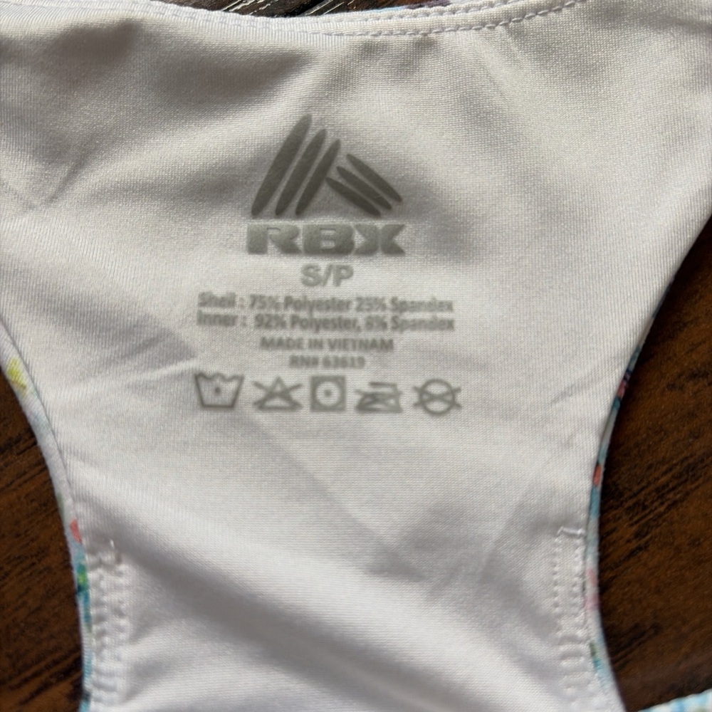 BRAND NEW W/O TAGS. RBX Floral Multicolor Racerback Crop Top - Picture 2 of 5
